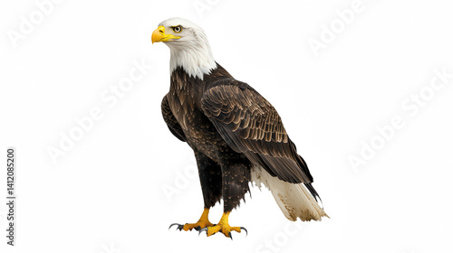 a portrait of a bald eagle sitting on a transparent background, PNG image, PNG file, Generative art.