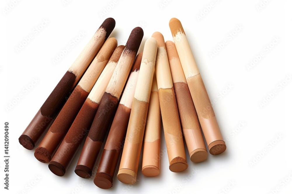 Artistic display of diverse makeup sticks on a light background for beauty lovers isolated on transparent background Artistic display of diverse makeup sticks on a light background for beauty lovers isolated on transparent background