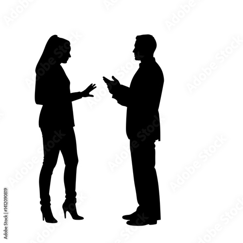 Silhouette of people engaging in presentation discussion, communication