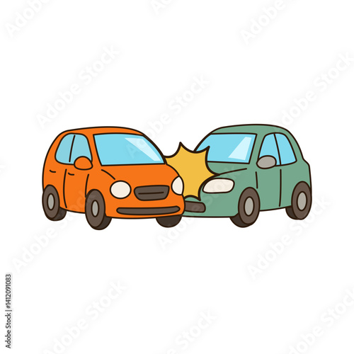 traffic accident. car motorcycle bicycle crash on road