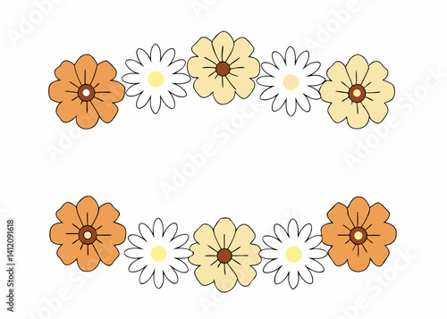 A cheerful daisy and zinnia floral crown, a delightful springtime arrangement in warm, earthy tones.
