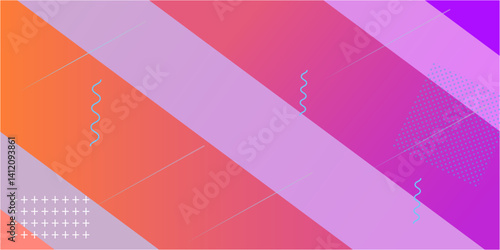 Abstract Poster. Color Gradient Shape. Memphis Page. Violet Hipster Cover. Neon Design. Wavy Landing Page. Colorful Template.