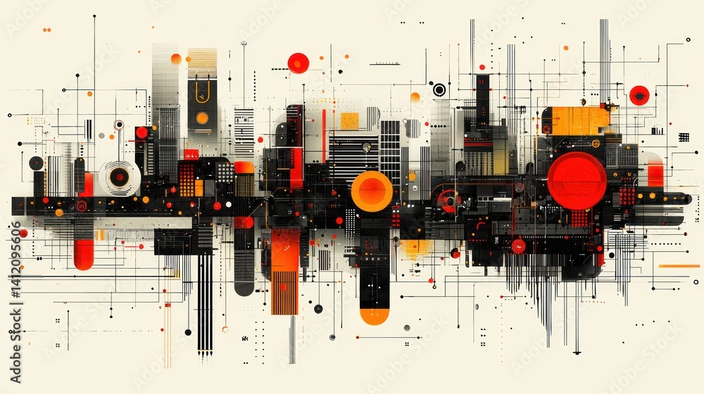 Abstract Cityscape: A Fusion of Technology and Urban Design Abstract Cityscape: A Fusion of Technology and Urban Design