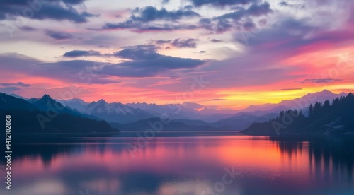 Wallpaper Mural sunset over the lake from day to night Torontodigital.ca