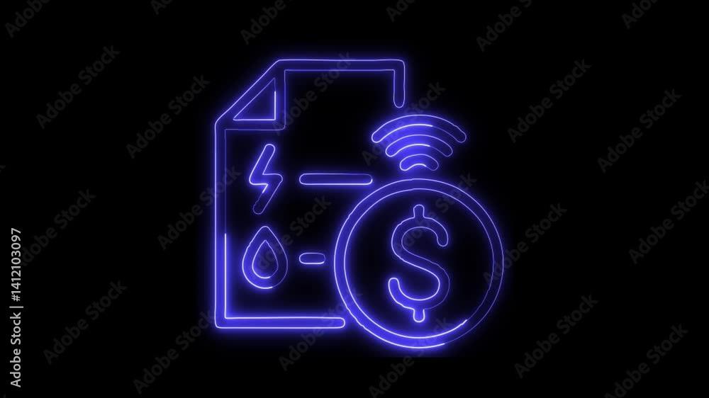 Glowing neon Payments icon isolated on black background. HD Video motion graphic animation Glowing neon Payments icon isolated on black background. HD Video motion graphic animation