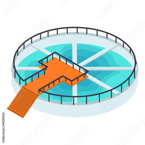round ponds for recycle dirty sewage water isometric Concept vector icon design, Water Treatment Purification Plant symbol, Environment Friendly Industry Sign, Desalination Biotechnology illustration