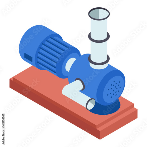 Sewage Pumps isometric Concept, centrifugal industry pump vector  icon design, Water Treatment Purification Plant symbol, Environment Friendly Industry Sign, Desalination Biotechnology illustration