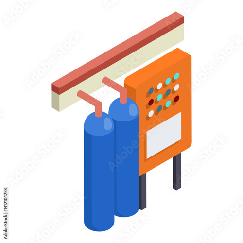 Membrane operations with Control Unit isometric Concept separation process vector icon design, Water Treatment Purification Plant symbol, Environment Friendly Industry Sign, Desalination Biotechnology