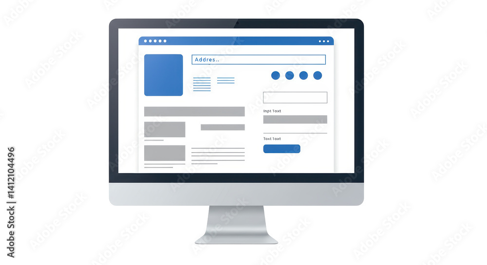 Isolated Computer Monitor with Website Design Isolated Computer Monitor with Website Design
