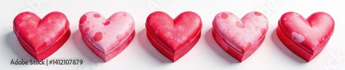 Watercolor painted heart-shaped gift boxes, perfect for Valentine's Day , celebration, pink, presents