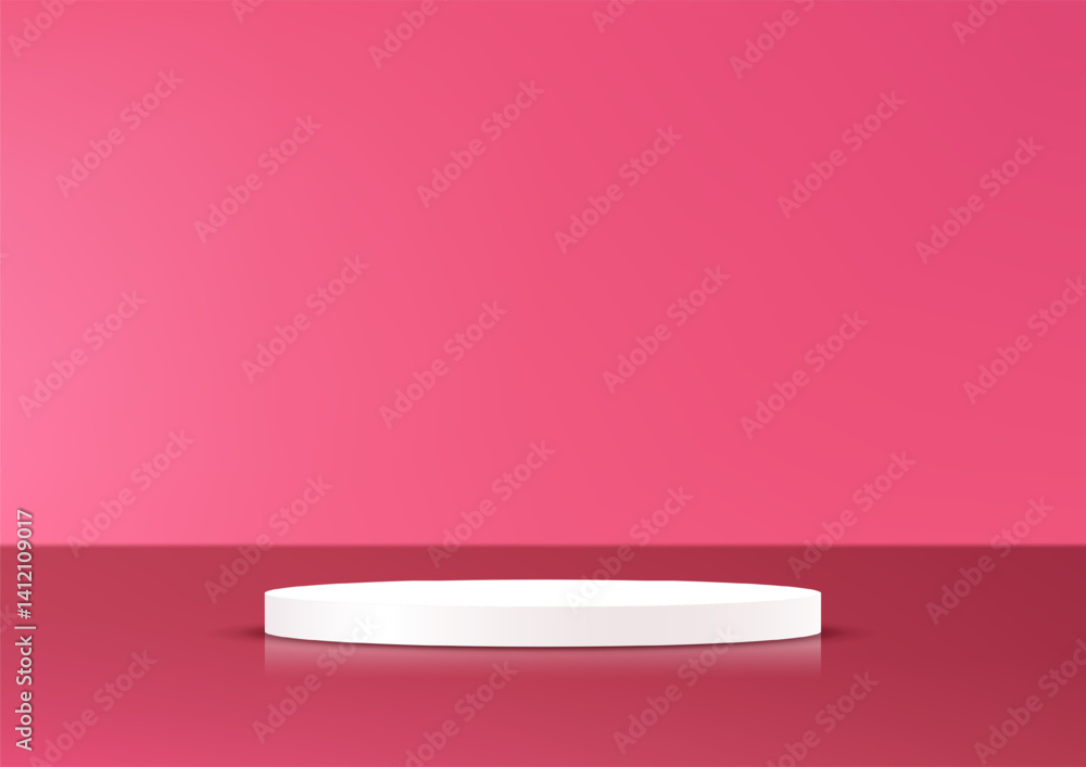 Pink background vector 3d with white podium. 3D abstract studio room with pedestal podium. Space for selling products on the website. Vector illustration. Pink background vector 3d with white podium. 3D abstract studio room with pedestal podium. Space for selling products on the website. Vector illustration.