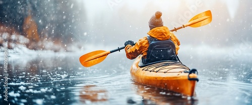 Obraz na płótnie Winter Kayaking Adventure w salonie