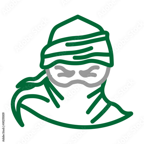 Robber Vector Line Dark Green with Grey Icon Design