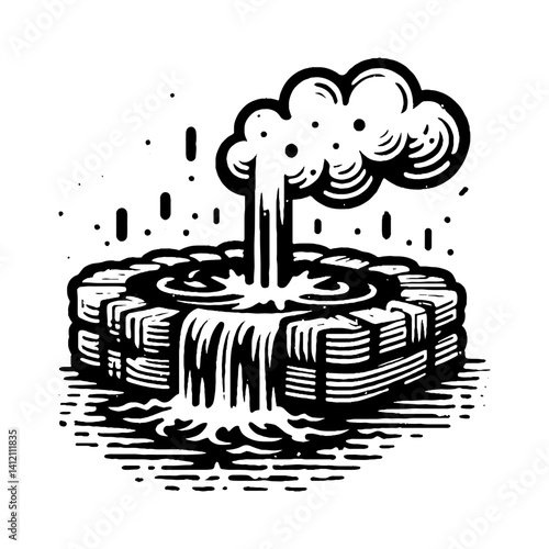 Simple Hot Spring Vector Design – Vintage Logo & Retro Illustration