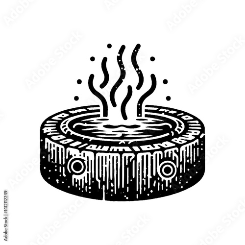 Simple Hot Spring Vector Design – Vintage Logo & Retro Illustration
