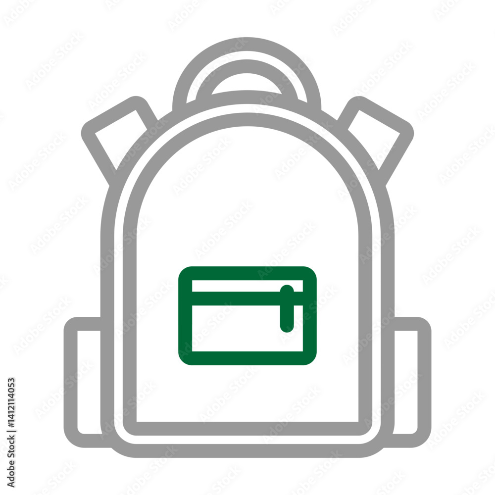 Daypack Vector Line Dark Green with Grey Icon Design Daypack Vector Line Dark Green with Grey Icon Design