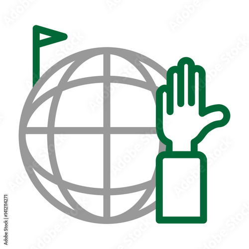 Volunteering Abroad  Vector Line Dark Green with Grey Icon Design