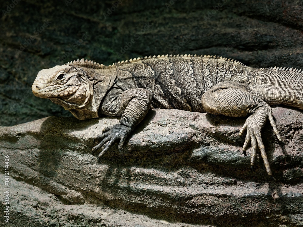 Fototapeta premium Lizard resting on a rock
