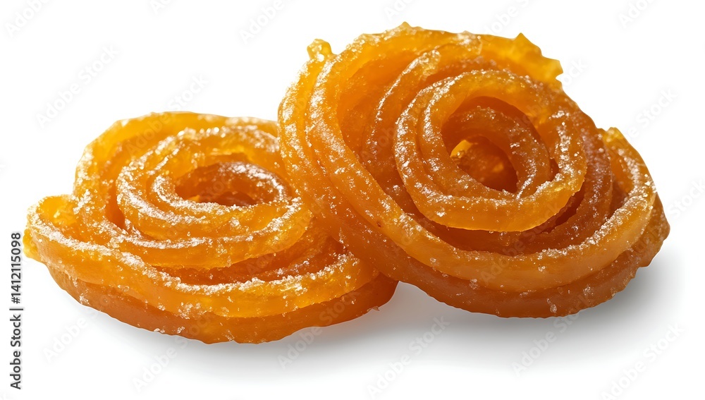 Fototapeta premium Jalebi, a traditional Indian sweet, on a white background