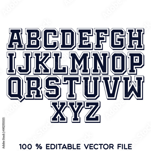 Classic college font. Vintage sport font in american style for football, baseball or basketball logos and t-shirt. Athletic department typeface, varsity style font. Vector