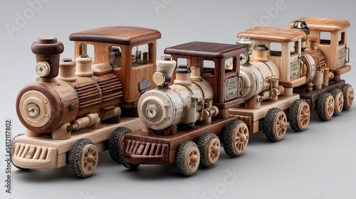 Obraz na płótnie Wooden train toy set w salonie