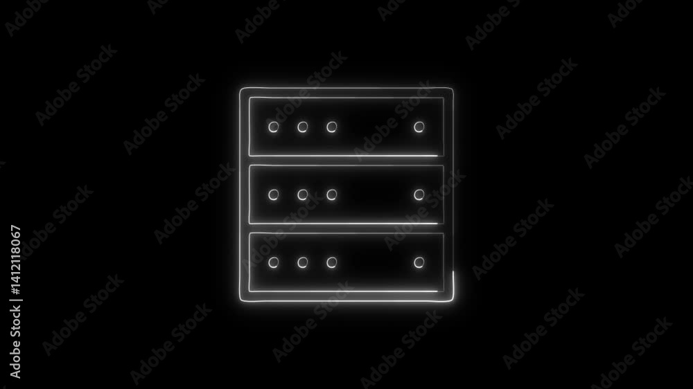 Glowing neon Storage icon isolated on black background. HD Video motion graphic animation Glowing neon Storage icon isolated on black background. HD Video motion graphic animation