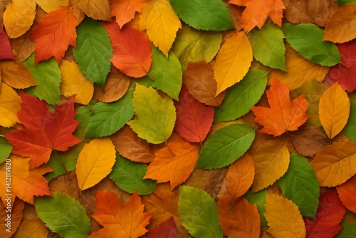 Colorful Autumn Leaves Scattered on a Forest Floor During the Fall Season