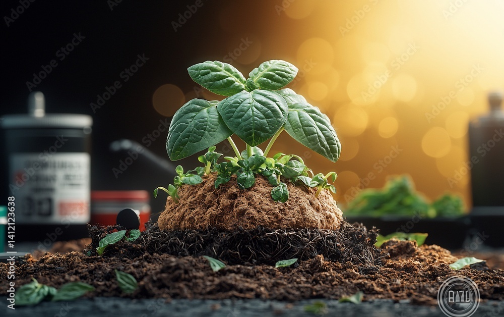 Young plant sprouting from soil