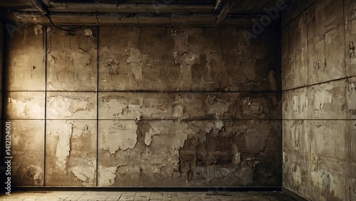 Aged brown wooden surfaces of a barrel, door, and background display a vintage grunge texture