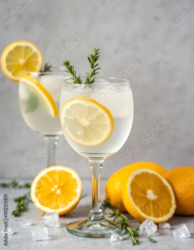 Lemonade with Ice and Thyme. 