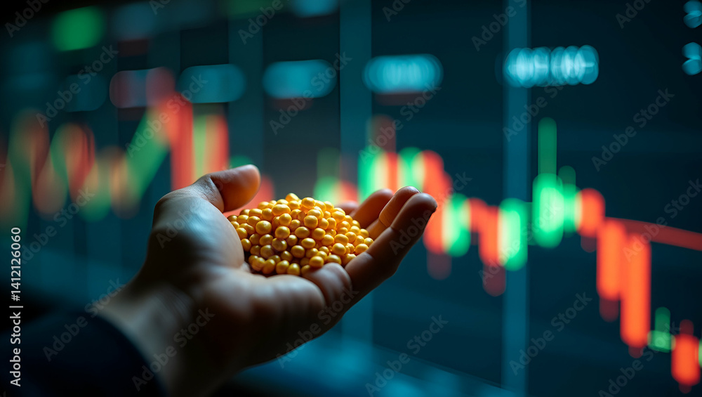 Obraz premium Dynamic Visuals of Corn Futures Trading: Advanced Analytics and Market Resilience in Grain Futures - Stock Photos Showcasing Price Movements and Trade Efficiency