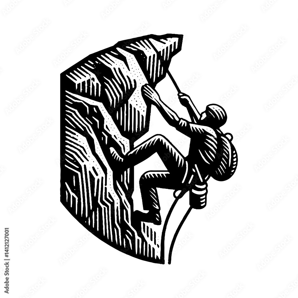 Fototapeta premium Simple Rock Climber Vector Design – Vintage Logo & Retro Illustration