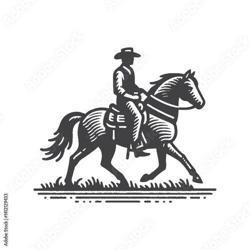 Wallpaper Mural Simple Cowboy Riding Horse Vector Design – Vintage Logo & Retro Illustration Torontodigital.ca