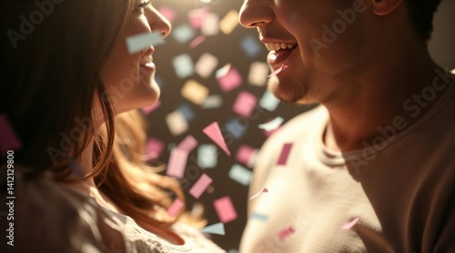 Generative AI.  A couple with happy faces held a gender party to find out the sex of the unborn child