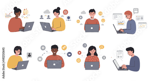 Global Networking and Communication Professional Vector Illustration on Plain White Background AI File