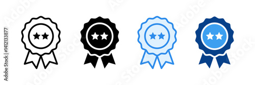 Silver Medal Icon Set Multiple Style Collection