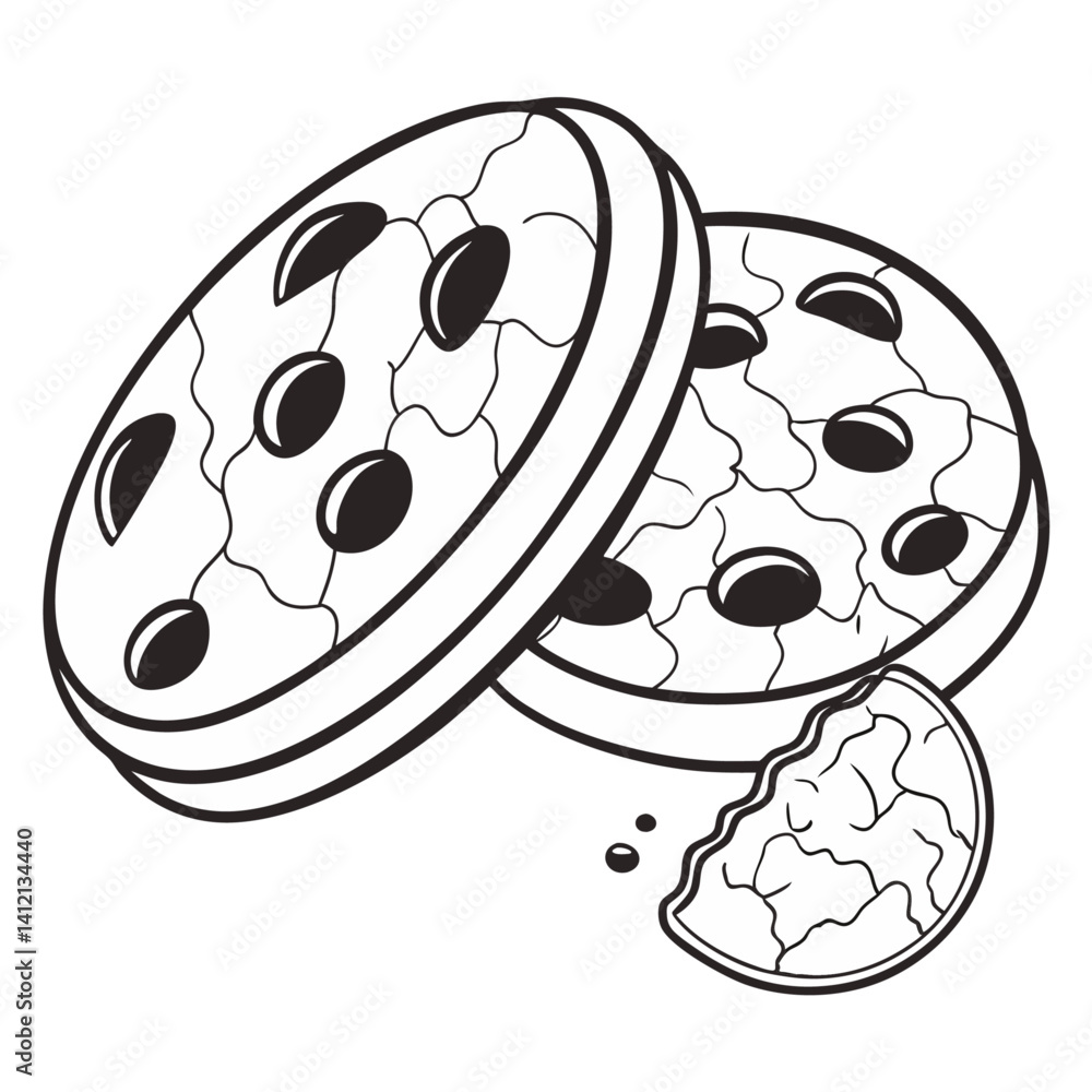 Obraz premium black and white cookie illustration