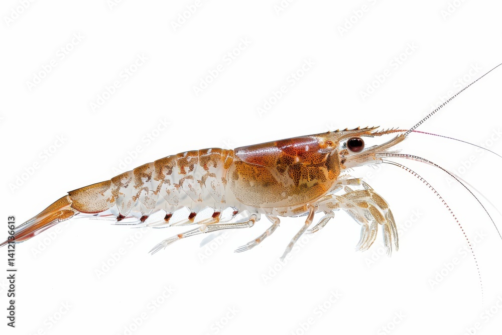 Intricate details of a shrimp specimen captured in a scientific study on marine life diversity isolated on transparent background Intricate details of a shrimp specimen captured in a scientific study on marine life diversity isolated on transparent background