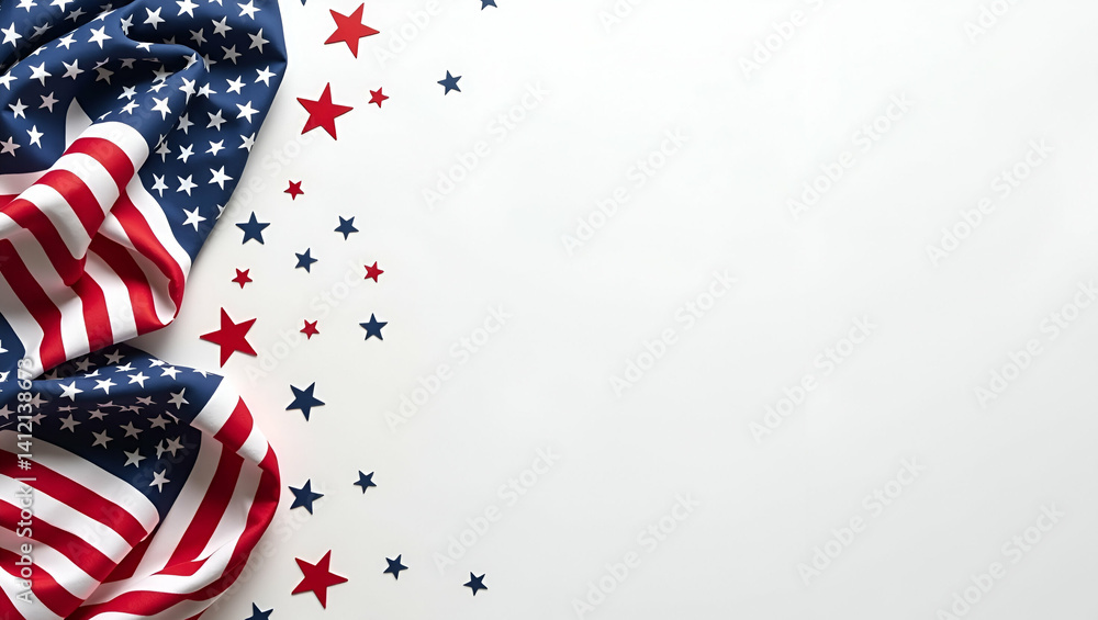Obraz premium Elegant Memorial Day Flags Decoration: A Refined Visual Balance in Photo Stock Concept with Innovative Layout and Sophisticated Artistry for Formal Tribute