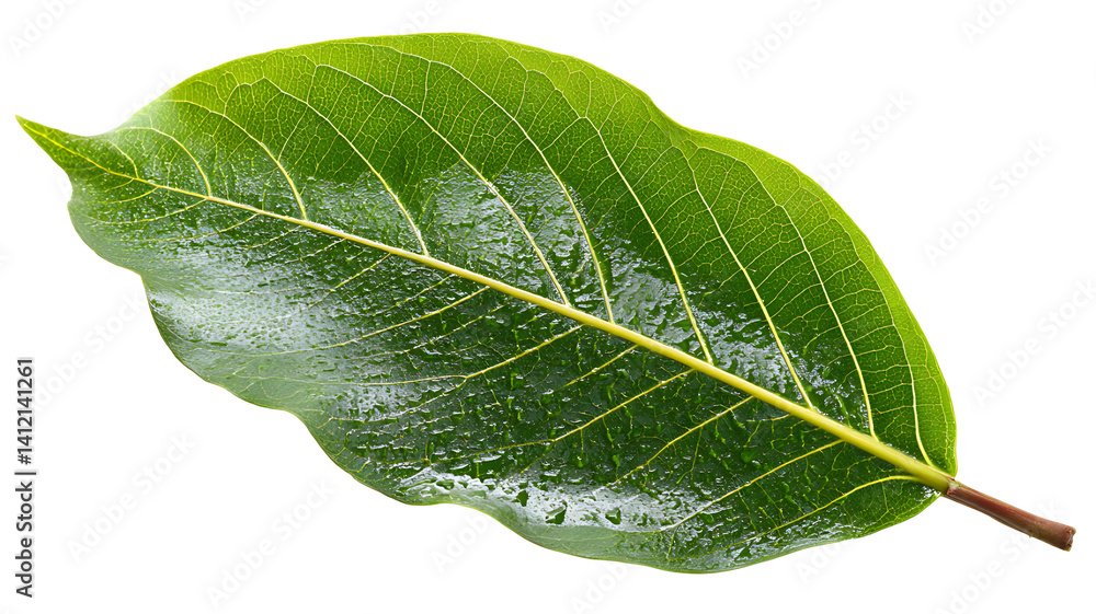 Lush Green Leaf with Visible Veins Against a White Background, A close-up, high-quality image of a single, vibrant green leaf against a pure white background. Lush Green Leaf with Visible Veins Against a White Background, A close-up, high-quality image of a single, vibrant green leaf against a pure white background.