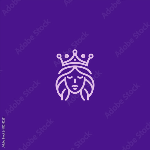 Simple Minimalist Queen Logo – Elegant queen figure in clean minimal lines, royal and refined.