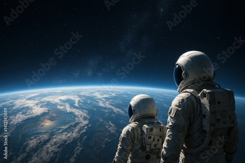 Astronauts Observe Earth From Space During a Mission Near a Distant Planet