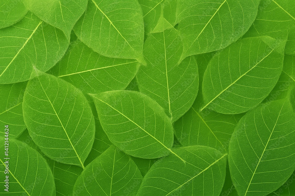 Obraz premium Green Leaves With Contrasting Black Shapes Creating a Stunning Visual Pattern in Nature