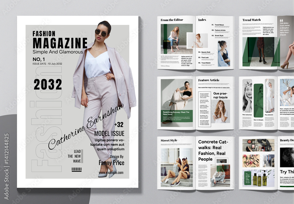 Modern Fashion Magazine Template Layout Stock Template | Adobe Stock