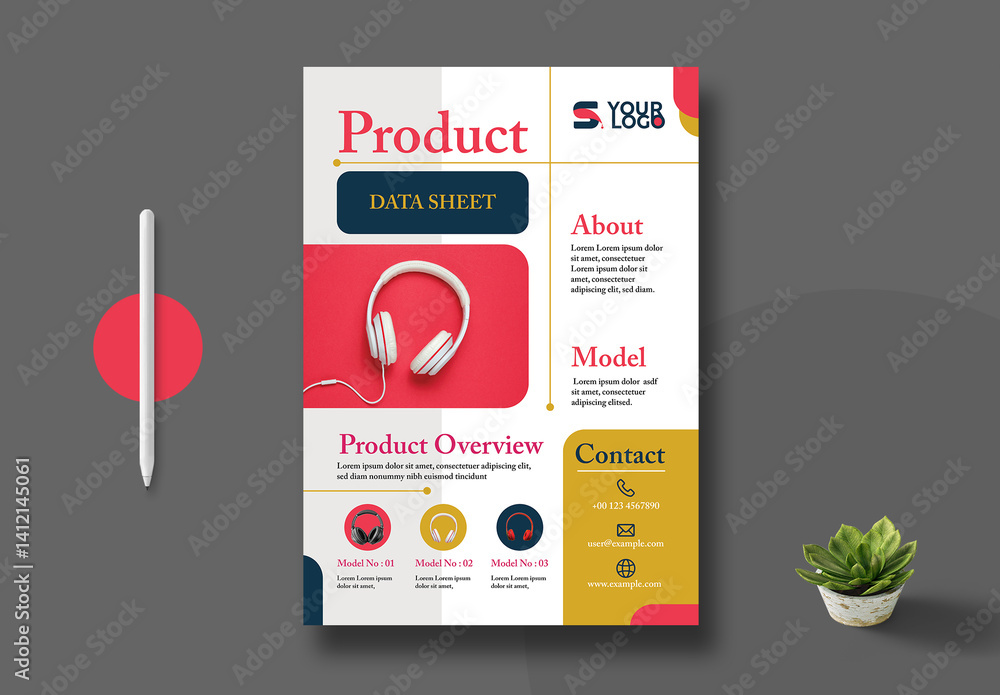 Product Data Sheet Design Layout Stock Template | Adobe Stock