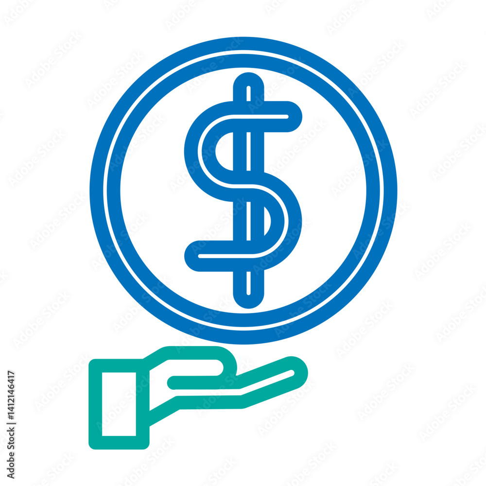 Finance Vector Line Dark Blue with Bluish Green Icon Design Finance Vector Line Dark Blue with Bluish Green Icon Design