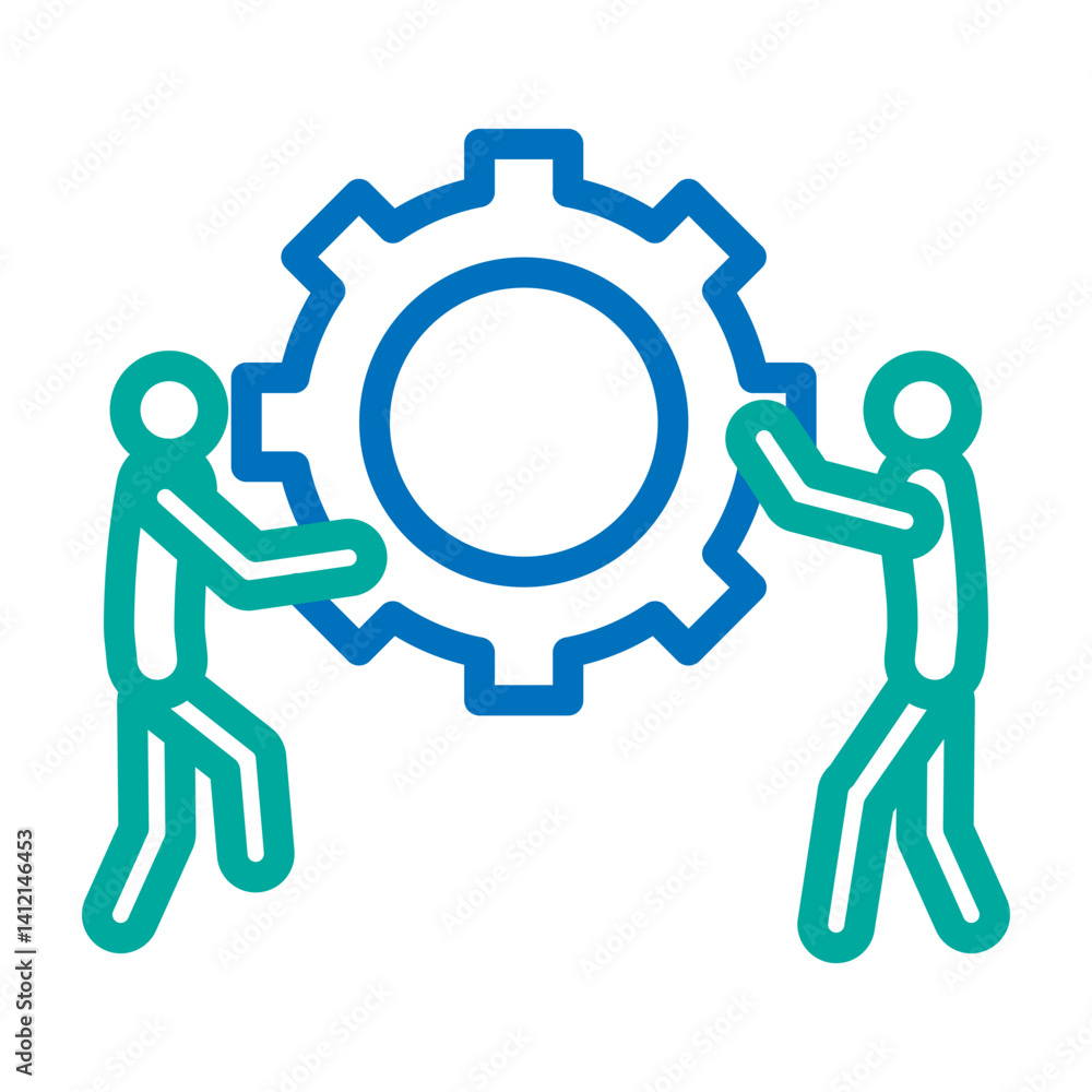 Teamwork Vector Line Dark Blue with Bluish Green Icon Design Teamwork Vector Line Dark Blue with Bluish Green Icon Design