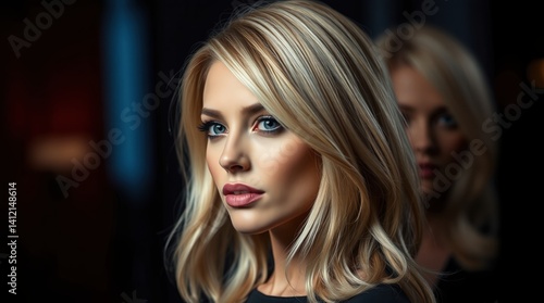 Chic blonde hairstyle with platinum  champagne  honey  caramel  and golden blonde shades for various skin tones and textures