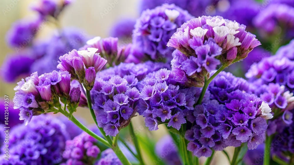 Close-up shows beautiful purple lavender flowers blooming in the spring garden Close-up shows beautiful purple lavender flowers blooming in the spring garden