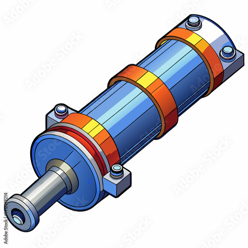Hydraulic Cylinder White Background